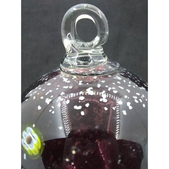 Hand Blown Art Glass Floral Speckled  Pedestal Ornament 5.75" Tall 3" Diameter - Picture 5 of 12